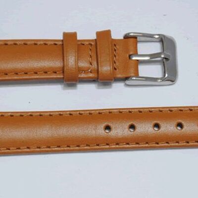 Roma gold smooth domed genuine cowhide leather watch strap 12mm