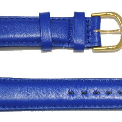 Cinturino per orologio in vera pelle di vacchetta rigonfio modello roma blu 18mm