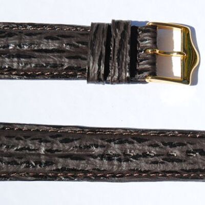 Genuine brown shark leather watch strap double rods lined with shark 18mm