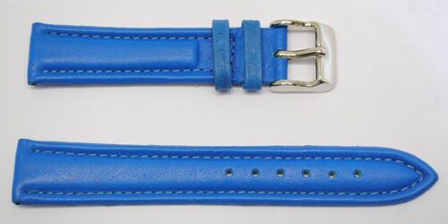 Bracelet montre cuir vachette véritable modèle aviateur roma bleu 18mm