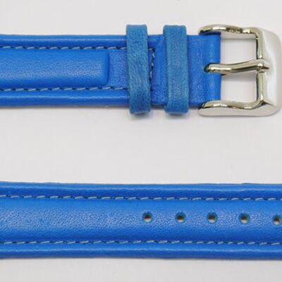 Genuine cowhide leather watch strap, blue roma aviator model, 18mm