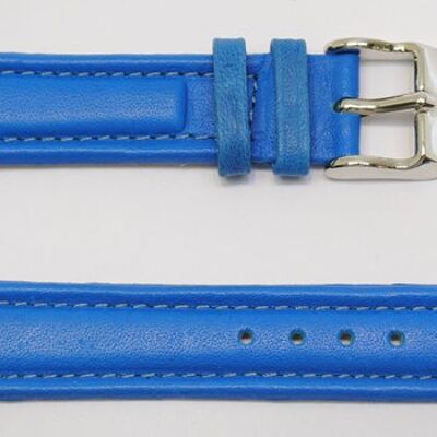 Genuine cowhide leather watch strap, blue roma aviator model, 18mm