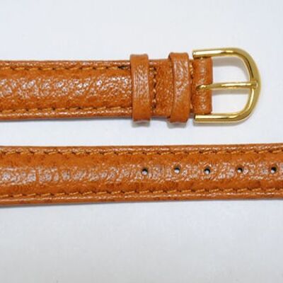 Gold domed genuine buffalo leather watch strap 14mm