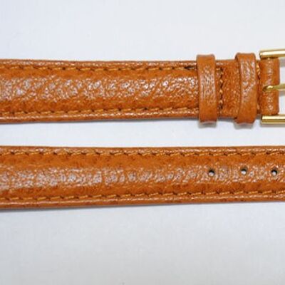 Gold domed genuine buffalo leather watch strap 14mm