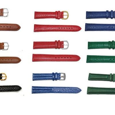 12 leather watch straps 18mm 3 black 3 brown 6 assorted colors