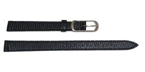 Bracelet montre cuir vachette véritable modèle plat grain lézard Sumatra noir 10mm