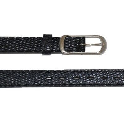 Cinturino per orologio in vera pelle di vacchetta modello piatto nero grana lucertola di Sumatra 10mm