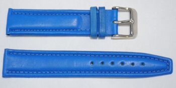 Bracelet montre cuir vachette véritable modèle aviateur roma bleu 20mm