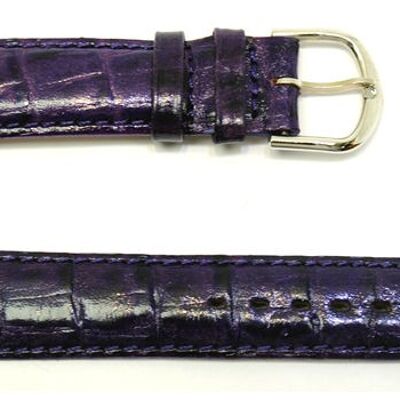 Bracelet montre cuir vachette véritable modèle bombé GR alligator violet 18mm