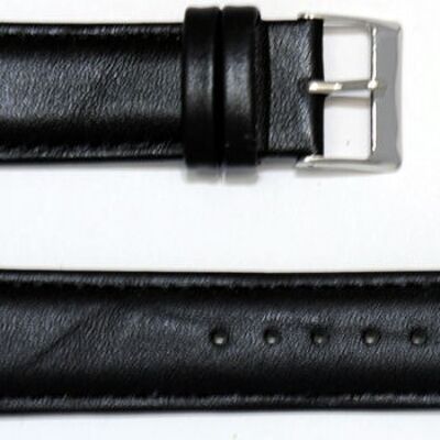 Genuine cowhide leather watch strap smooth domed model roma black 22mm