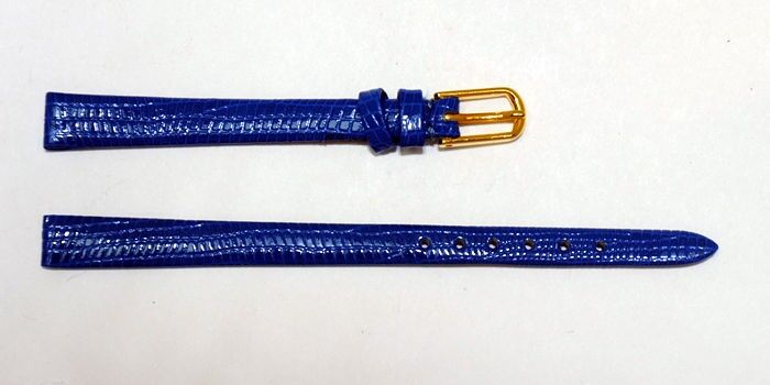 Cinturino per orologio piatto in vera pelle di vacchetta blu Sumatra 8mm