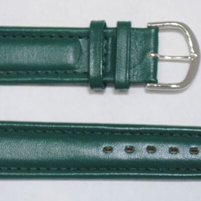 Genuine cowhide leather watch strap, roma green aviator model, 20mm.