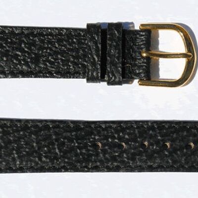 Echtes flaches schwarzes Haileder-Uhrenarmband 18 mm