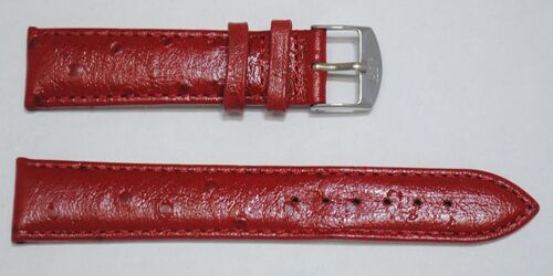 Bracelet montre cuir vachette véritable bombé grain autruche Arica rouge 20mm