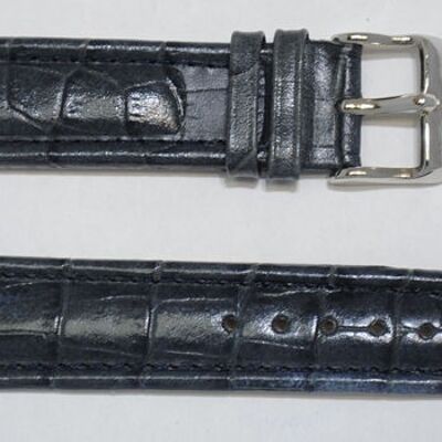 Bracelet montre cuir vachette véritable aviateur gr alligator gris foncé 20mm.