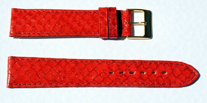 Buy wholesale Genuine salmon red domed leather watch strap 18mm