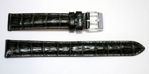 Bracelet montre cuir vachette véritable bombé grain alligator congo vert 12mm