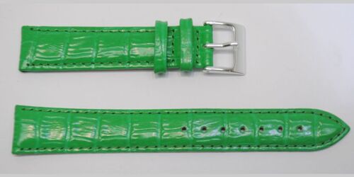 Bracelet montre cuir vachette véritable modèle bombé gr alligator congo vert pastel 18mm
