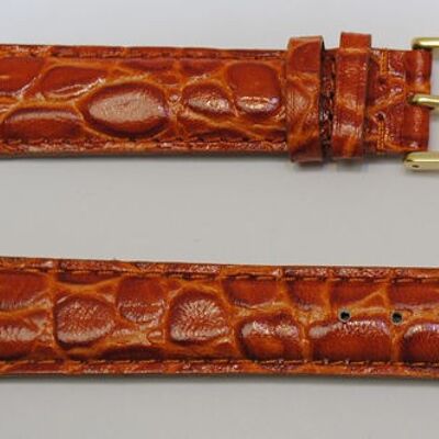 Genuine cowhide leather watch strap domed crocodile model florida gold 18mm