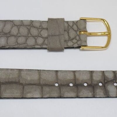Cinturino per orologio piatto in vera pelle di vacchetta nabuk grigio 16mm