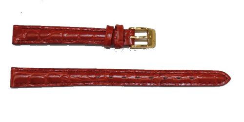 Bracelet montre cuir vachette véritable bombé grain crocodile florida rouge 10mm