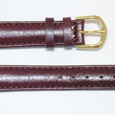 Roma burgundy smooth domed genuine cowhide leather watch strap 14mm