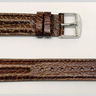 Genuine cowhide leather watch strap domed model Ibiza brown double rods 20mm