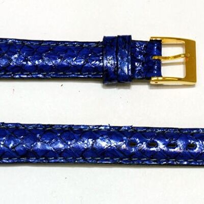 Cinturino per orologio da 14 mm in vera pelle bombata blu salmone