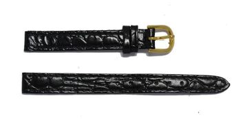 Bracelet montre cuir vachette véritable modèle florida roma noir 10mm