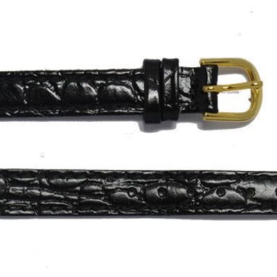 Cinturino per orologio in vera pelle di vacchetta modello florida roma nero 10mm
