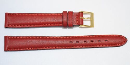 Bracelet montre cuir vachette véritable bombé lisse roma rouge 14mm