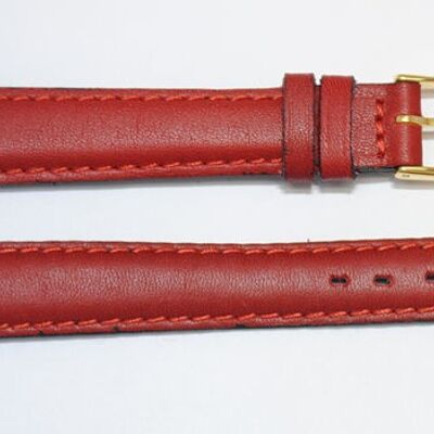 Bracelet montre cuir vachette véritable bombé lisse roma rouge 14mm