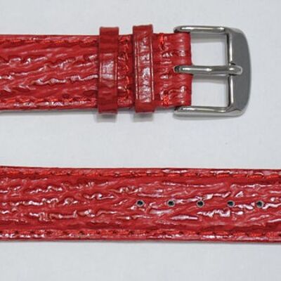 Genuine cowhide leather watch strap domed model Tanzania red shark grain 20mm