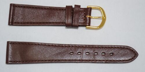 Bracelet montre cuir vachette véritable plat roma marron  20mm