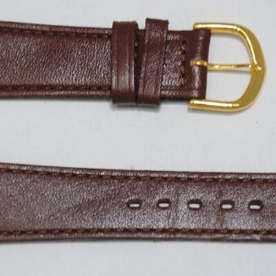 Roma brown flat genuine cowhide leather watch strap 20mm