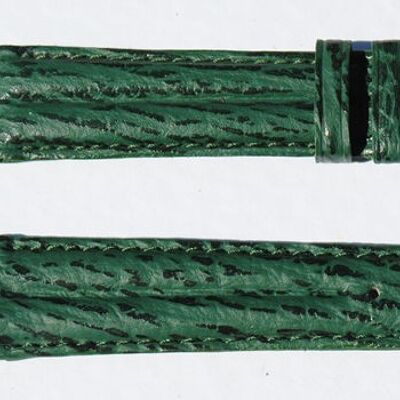 Bracelet montre cuir requin véritable vert double joncs 12mm