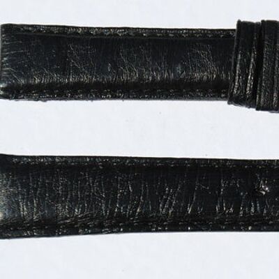 Bracelet montre cuir autruche véritable noir bombé 12mm