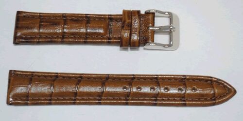 Bracelet montre cuir vachette véritable modèle aviateur grain alligator congo marron 18mm