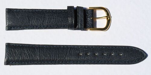 Bracelet montre cuir autruche véritable anthracite bombé 18mm