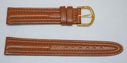 Bracelet montre cuir vachette véritable triple joncs roma gold 18mm