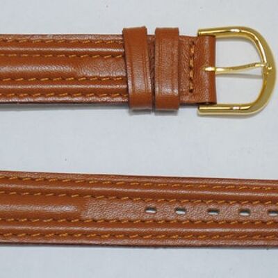 Genuine calfskin leather watch strap triple bands roma gold 18mm