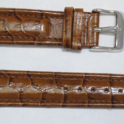 Watch strap genuine cowhide leather aviator gr brown alligator 20mm