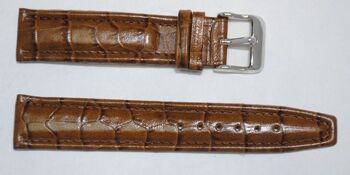 Bracelet montre cuir vachette véritable aviateur gr alligator marron 20mm