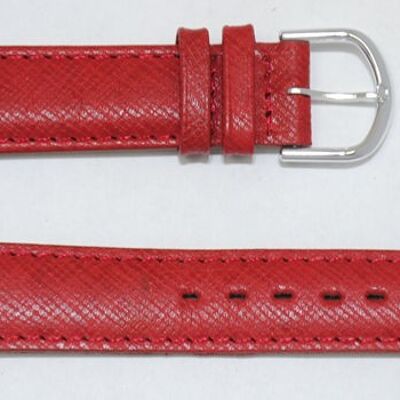 Cinturino per orologio in vera pelle di vacchetta bombata rossa, modello TORINO, 18mm