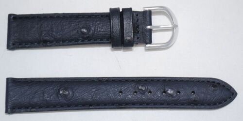 Bracelet montre cuir vachette véritable bombé grain autruche Arica bleu marine 18mm
