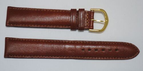 Bracelet montre cuir vachette véritable bombé lisse roma marron 20mm extra long XL