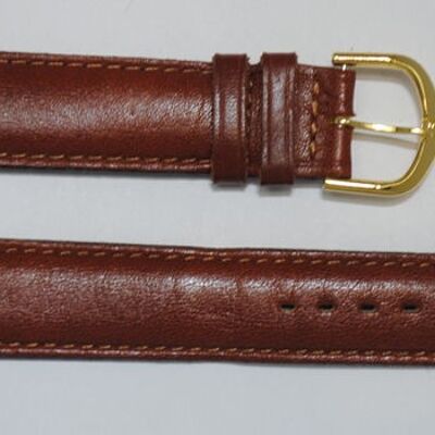 Bracelet montre cuir vachette véritable bombé lisse roma marron 20mm extra long XL