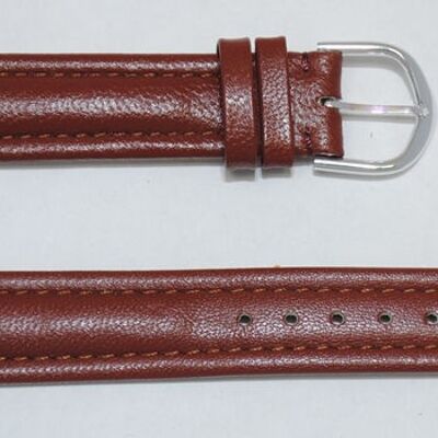 Genuine cowhide leather watch strap, roma brown aviator model, 18mm