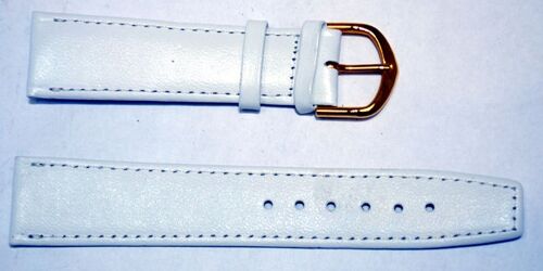Bracelet montre cuir vachette véritable modèle bombé lisse roma blanc 20mm