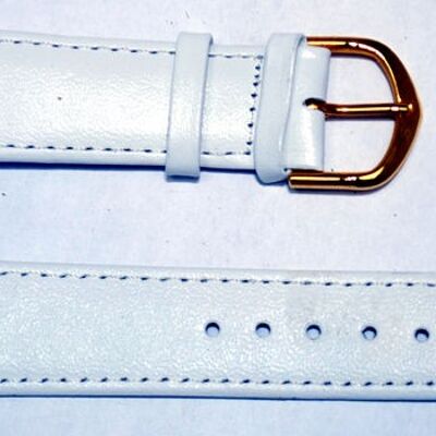 Genuine cowhide leather watch strap rounded model smooth roma white 20mm
